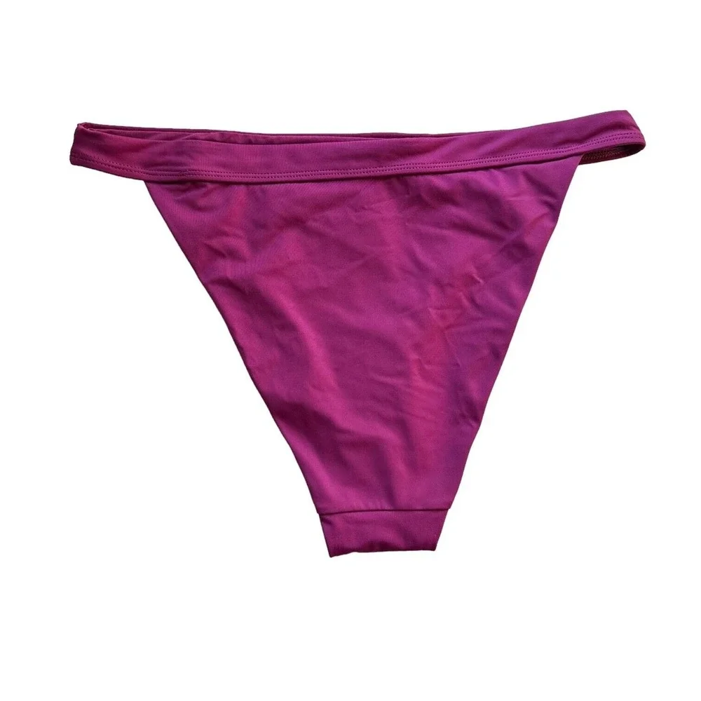 andie swim the caicos bikini bottom in purple plum, women size medium